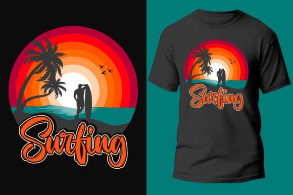 Catching the Wave: A Surfing T-shirt Design Vector Graphic