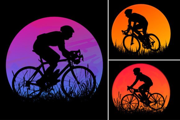 Cycling Sunset Colorful T-Shirt Graphic: A Designer's Asset
